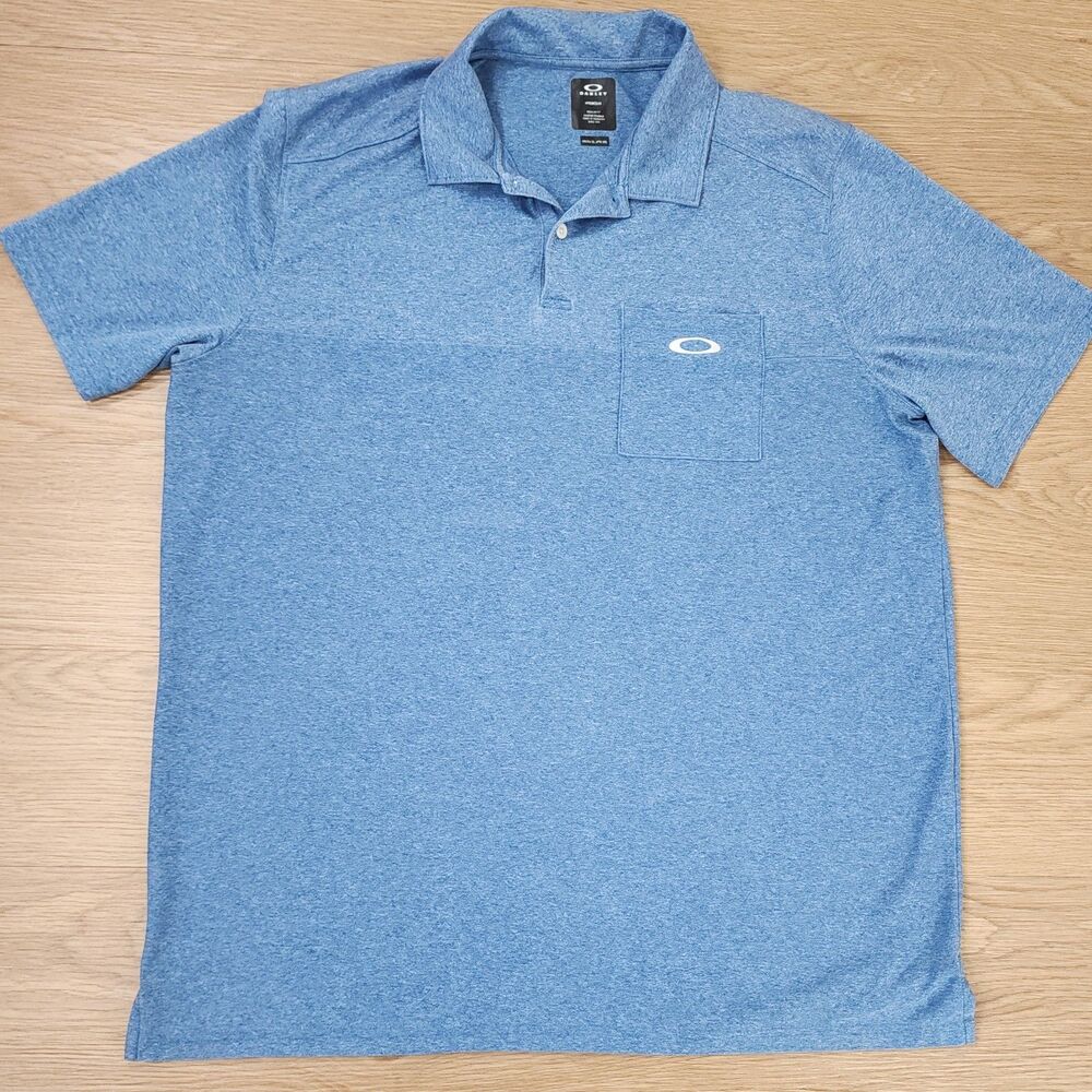 Oakley Shirt Mens XL Blue Short Sleeve Golf Polo Preppy Active Golfing Hydrolix